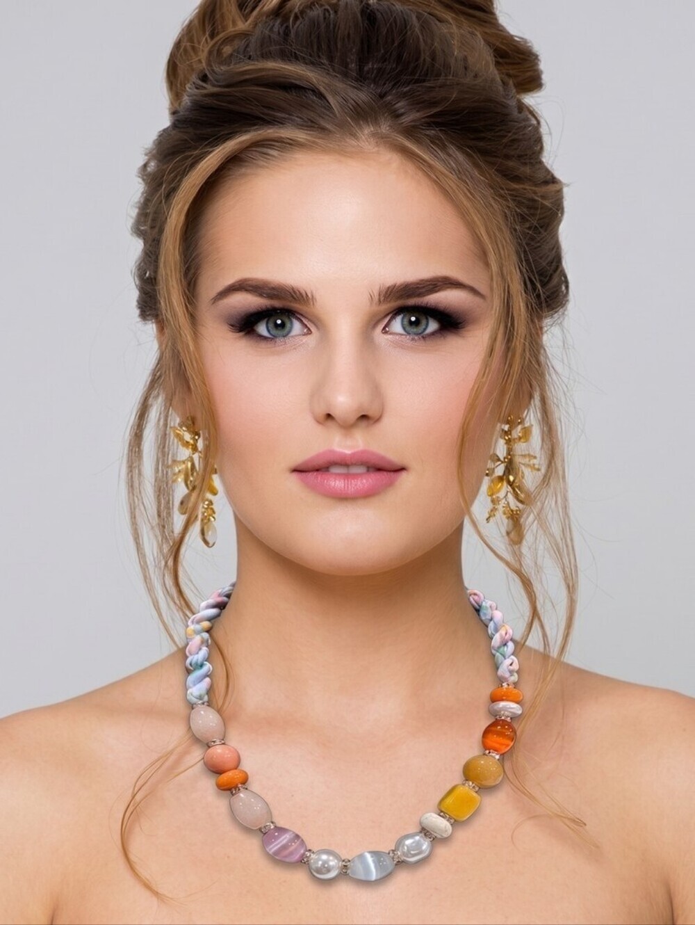 💕▪️Piper K ▪️genuine Stones Glass Pearls Multicolor Beaded 18in Necklace